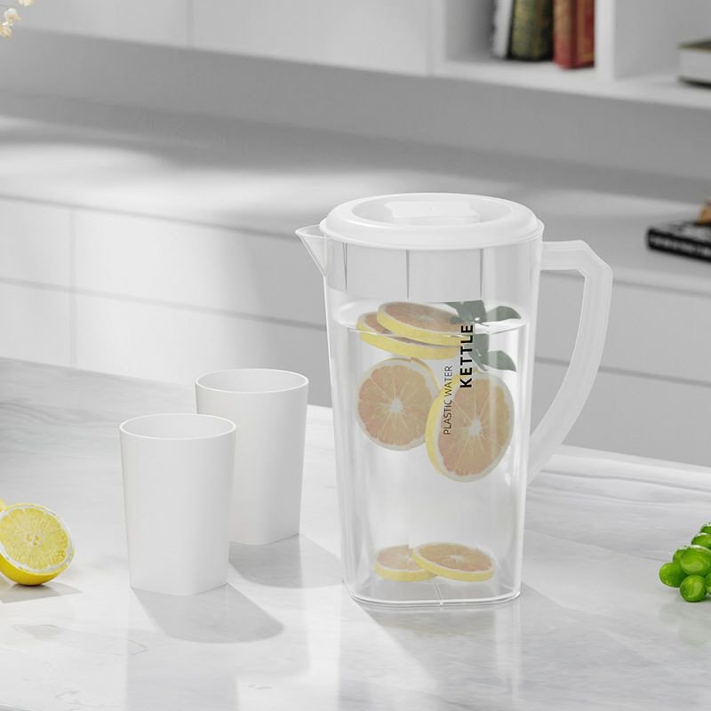 Carafe à eau froide en plastique, grande capacité, pour eau bouillie refroidie, jus de fruits et thé froid, en PP résistant aux hautes températures et aux chocs, pour usage domestique.
