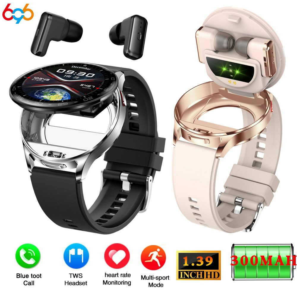 Montre intelligente écouteurs T97 pour hommes  et femmes TWS 2-en-1 sport écouteurs intra-auriculaires Bluetooth casque Fitness suivi surveillance de la santé Smartwatch