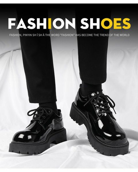 Chaussures en cuir  masculin formel pour affaires  britanniques derby,  chaussures à tendance décontractées à la tête brillante et haut-gout, chaussures élévatrices pour hommes