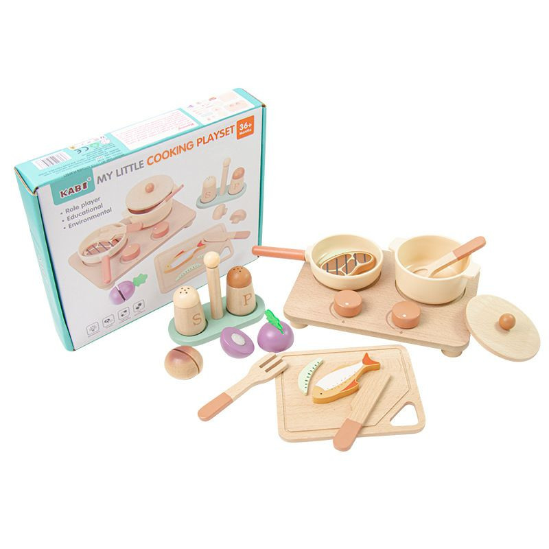 Accessoires de Jouets de cuisine en bois pour enfants, jeu de simulation pour enfants pots de cuisine ensembles.